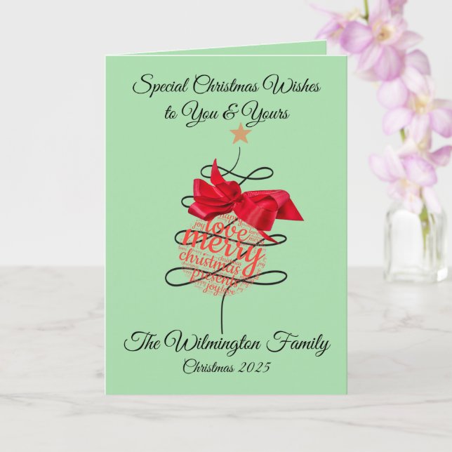 Cartão Folha de Natal da Família Festiva Bauble (Orquídea)