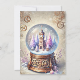 Cartão Folha de Natal do Pastel Steampunk Globo de Neve A