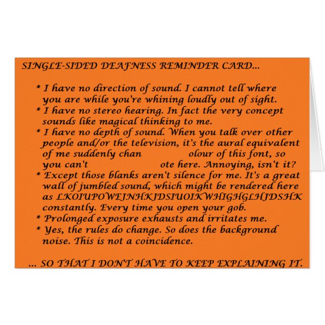 Cartão Folha de ucha Solteiro-Tomada partido da surdez (Frente Horizontal)