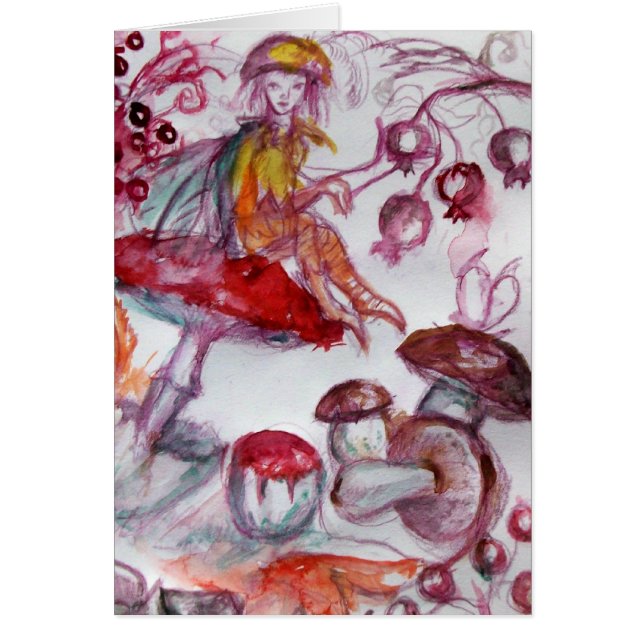 Cartão FOLHA MÁGICA DE MUSHROOMS Fantasia Branca Vermelha (Frente)