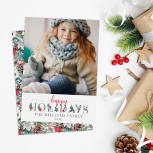 Cartão Folhagem Festiva Felicitaciones de Natal Saudação 