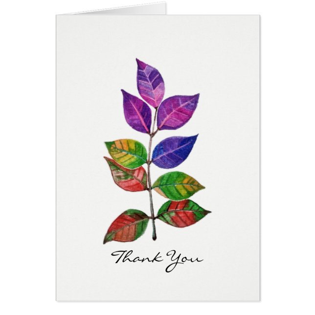 Cartão Folhas arco-íris de água (Frente)