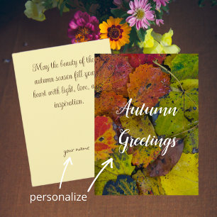 Cartão Folhas coloridas após a chuva