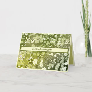 Cartão Folhas de Flores Verde Retro