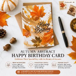 Cartão Folhas de Outono Abstratas Feliz Aniversário Cores