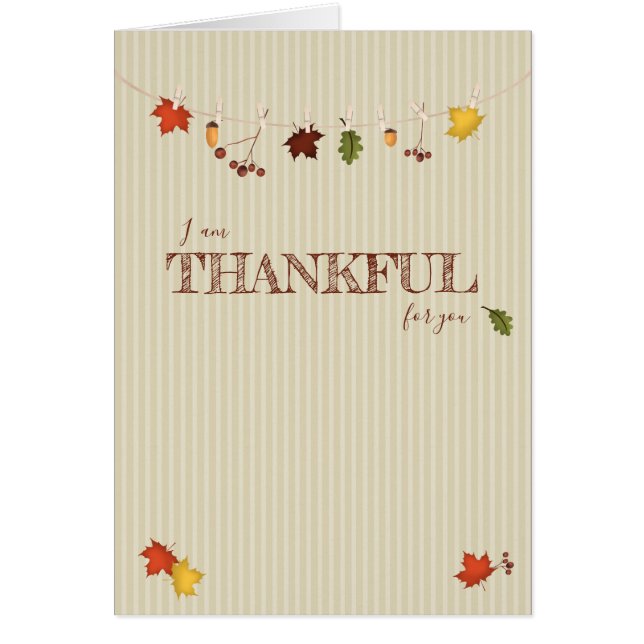 Cartão Folhas de outono na linha de fechamento (Frente)