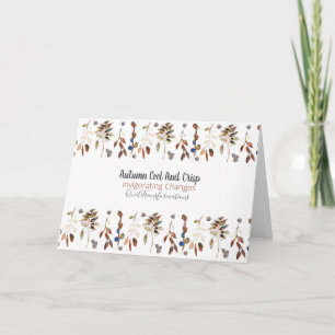 Cartão Folhas E Berries Com Citação De Floral Elegante