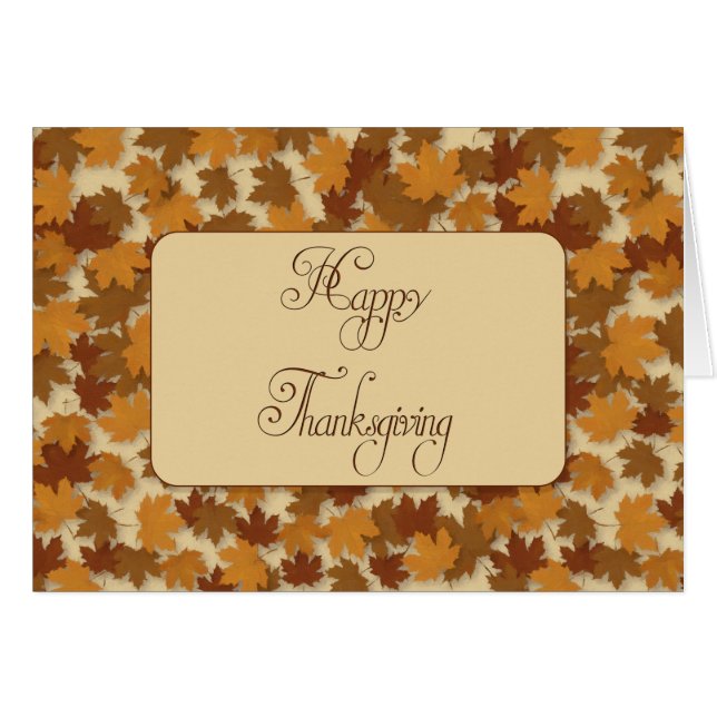 Cartão Folhas Pintadas de Ação de Graças (Frente Horizontal)
