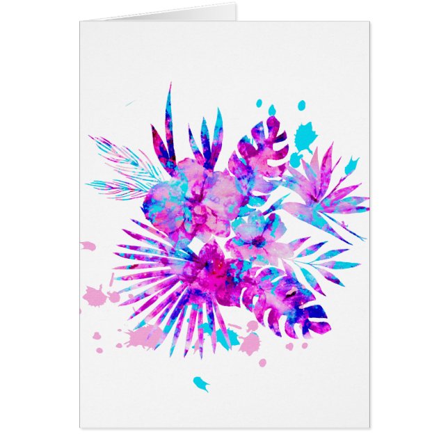 Cartão Folhas tropicais e brilhantes (Frente)