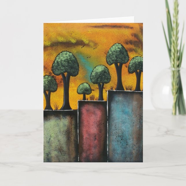 Cartão FOLK ART Against Wind BY LORI (ARTE FOLK Contra O  (Frente)