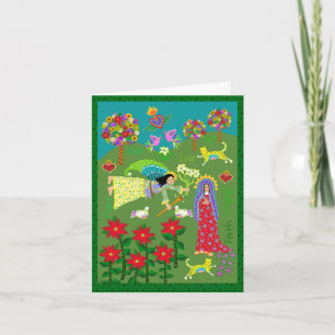 Cartão Folk Art Angel Gabriel e a Virgem Maria