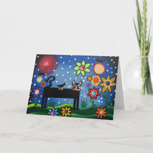 Cartão FOLK ART Cat With Attitude BY LORI greeting card