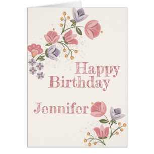 Cartão Folk Art Floral Birthday Card