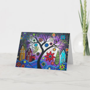 Cartão FOLK ART Rainbow Twilight BY LORI greeting card