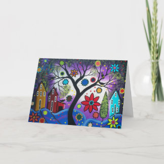 Cartão FOLK ART Rainbow Twilight BY LORI greeting card