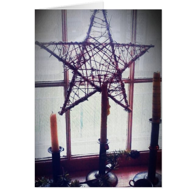 Cartão Folk Art Star e Velas Ainda Vidas (Frente)