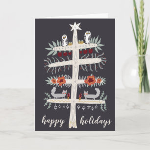 Cartão Folk Art Tree of Life Christmas Holiday CUSTOM