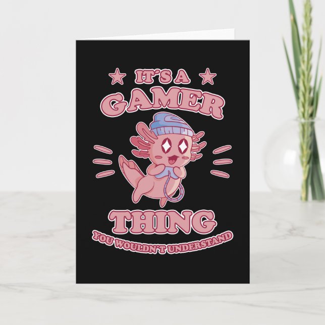 Cartão Fone de ouvido para jogos divertidos de Axolotl Pr (Frente)