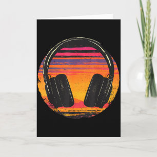 Cartão Fones de Ouvido Música Dj Pôr do Sol Música Relaxa