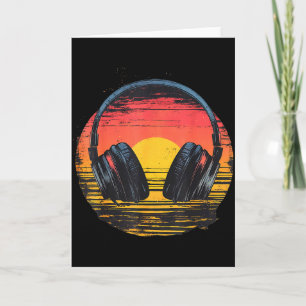 Cartão Fones de ouvido Pôr do sol Música Relaxada Fones d