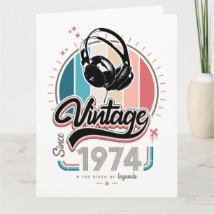 Cartão Fones de ouvido vintage desde 1974