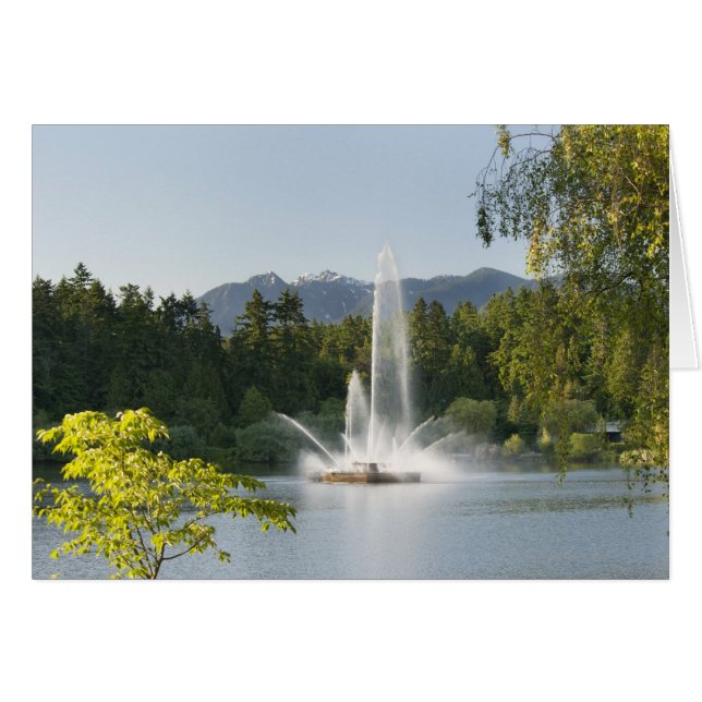 Cartão Fonte de Lagoa Perdida, Stanley Park, Vancouver, (Frente Horizontal)