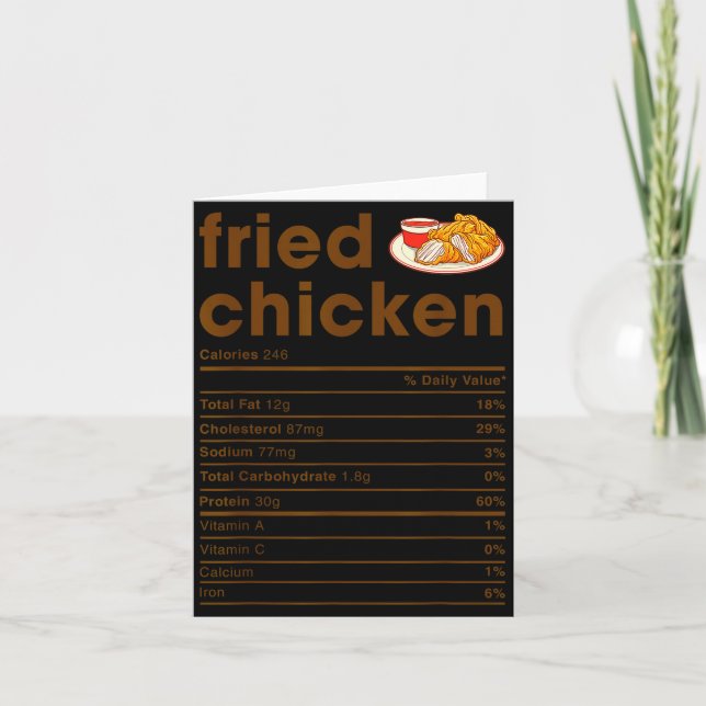Cartão Food Nutrition Facts Shirts Co. Fried Chicken Nutr (Frente)