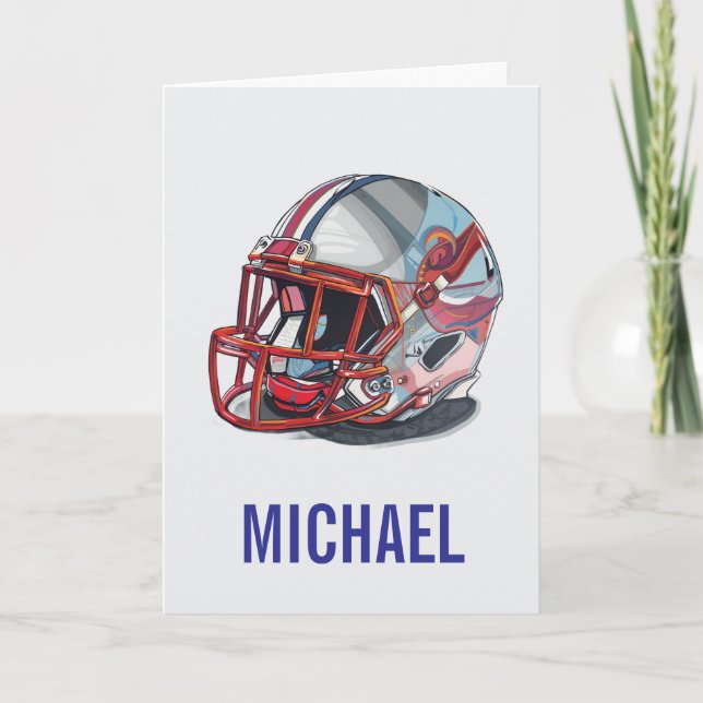 Cartão Football Helmet Pop Art Motivational Name (Frente)