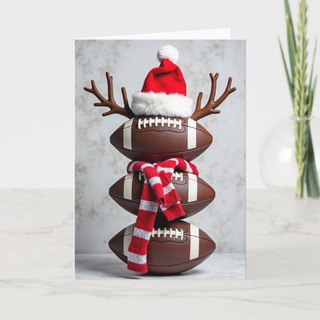Cartão Football Snowman Christmas Card (Frente)