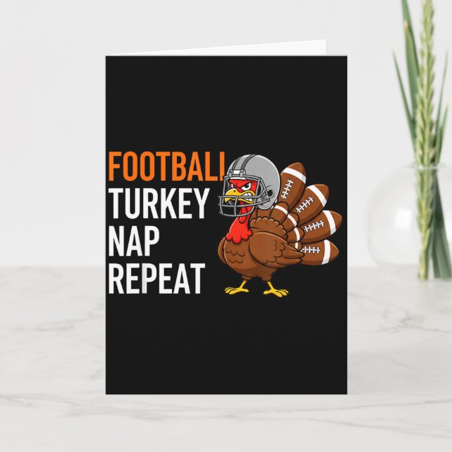 Cartão Football Turkey Nap Repeat - Thanksgiving Dad &amp (Frente)