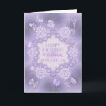 Cartão For a daughter, lilac birthday card with flowers<br><div class="desc">A garden of flowers and butterflies in lavender hues and shades.  A birthday card for a wonderful daughter. A modern take on a traditional look. Inside the card is a lovely verse. Copyright Norma Cornes</div>