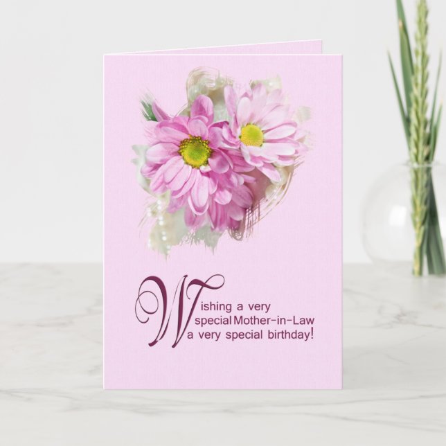 Cartão For a mother-in-law, a birthday card with daisies (Frente)