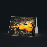 Cartão for a Son, musical birthday card with a violin<br><div class="desc">A musical card featuring a violin lying on silk. See the whole range of cards for ages and relationships in my store. All artwork copyright Norma Cornes</div>