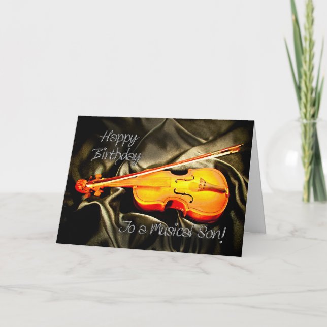 Cartão for a Son, musical birthday card with a violin (Frente)