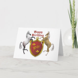 Cartão For a wife, a birthday card with a coat of arms