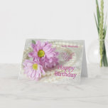 Cartão For a wife, a birthday card with daisies<br><div class="desc">Celebrate a ladies birthday with daisies and pearls. A really elegant card to give to a beautiful lady.</div>