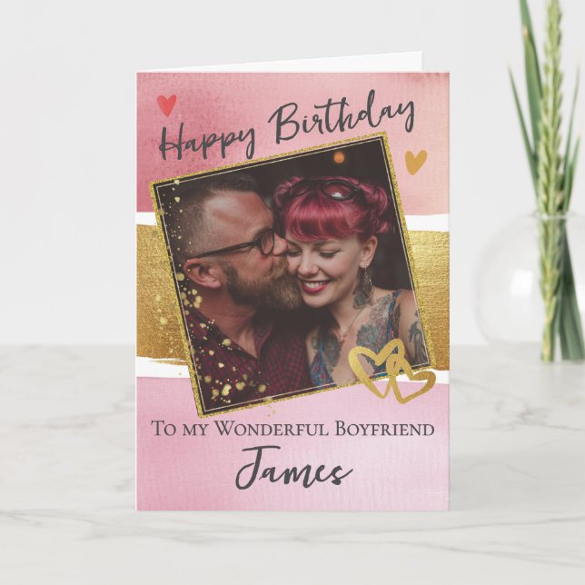 Cartão For A Wonderful Boyfriend 1 Photo Birthday Card (Frente)
