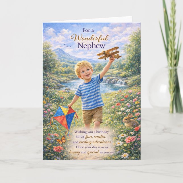 Cartão For a Wonderful Nephew Birthday Card (Frente)