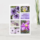 Cartão For Best friend, Lavender  floral birthday card<br><div class="desc">A garden of flowers in lavender hues and shades. A collection of beautiful flowers including lavender,  petunia,  pansy,  cape daisy,  and Japanese anemone.. A birthday card for a wonderful Grandmom. A modern take on a traditional look. Inside the card is a lovely verse. Copyright Norma Cornes</div>