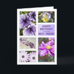 Cartão For Best friend, Lavender  floral birthday card<br><div class="desc">A garden of flowers in lavender hues and shades. A collection of beautiful flowers including lavender,  petunia,  pansy,  cape daisy,  and Japanese anemone.. A birthday card for a wonderful Grandmom. A modern take on a traditional look. Inside the card is a lovely verse. Copyright Norma Cornes</div>