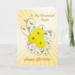 Cartão For Cousin birthday card with yellow flowers<br><div class="desc">A gorgeous birthday card with yellow daisy flowers over a vibrant swirling background.</div>