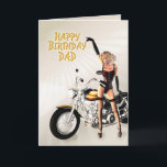 Cartão For dad, birthday with girls and a motorcycle<br><div class="desc">A lovely lady standing beside a motorbike. A great card for the man who likes to ride!</div>