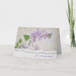 Cartão for friend-lilacs and butterfly