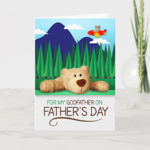 Cartão for Godfather on Father's Day Teddy Bear Mountain