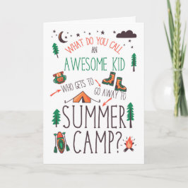 Cartão for Kids Funny Summer Camp Orange Green and Brown