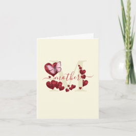 Cartão For Mom-Pink Butterfly with Heart Leaves