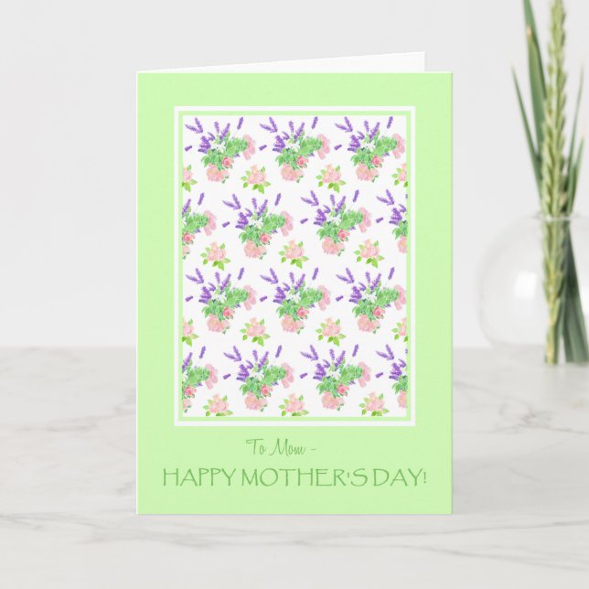 Cartão For 'Mom' Pretty Floral Mother's Day Greeting (Frente)