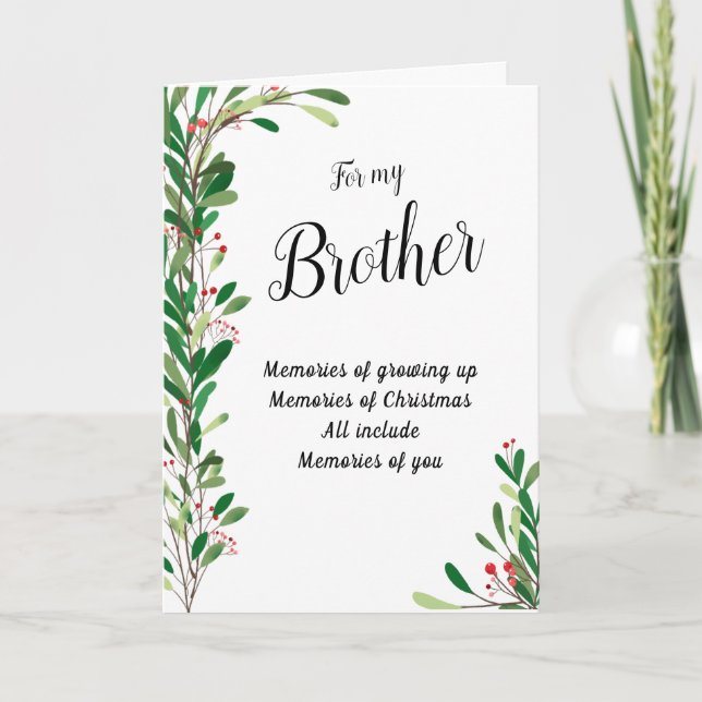 Cartão For My Brother Holiday Berry Botanical Christmas (Frente)