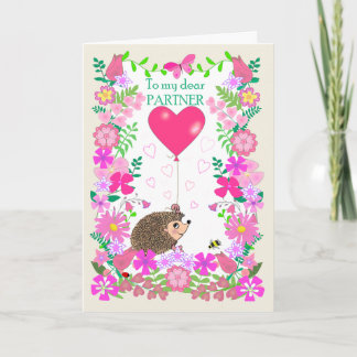 Cartão For Partner Valentine with a Cute Hedgehog