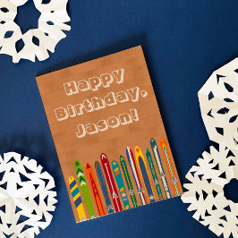 Cartão For Skiers Funny Personalized Vintage Ski Birthday